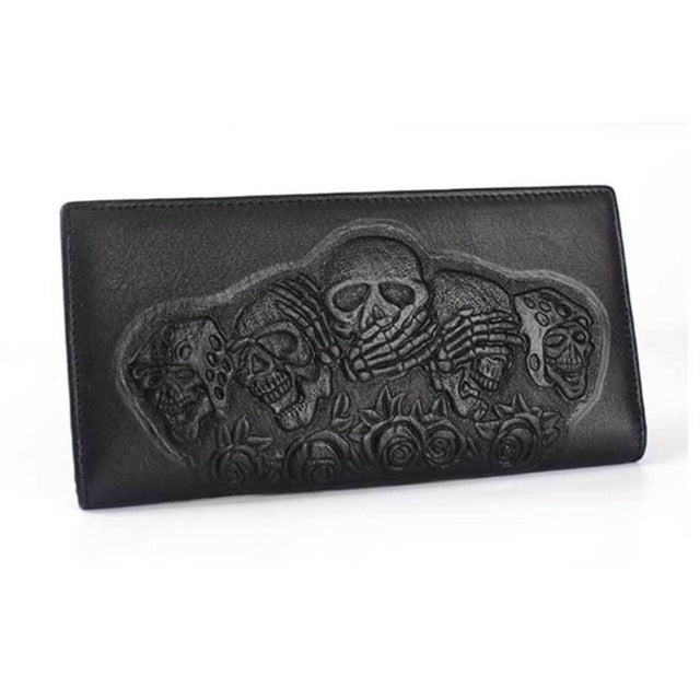 Rose Skull Punk Rock Wallet Long Men's Clutch - Dazpy