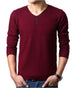 New Sweater Men's Pullover Solid Color V Neck Slim Bottoming Sweater