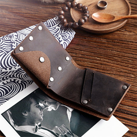 Leather Top Layer Cowhide Horizontal Wallet - Dazpy