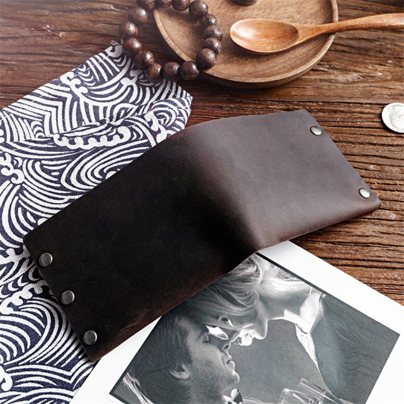 Leather Top Layer Cowhide Horizontal Wallet - Dazpy