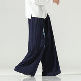 Retro Chinese Style Men's pants autumn new linen straight tube drop Wide Leg Pants Cotton hemp skirt pants song pants man