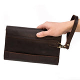 Leather Clutch Retro Men's Clutch Crazy Horse Leather Multifunction Wallet - Dazpy