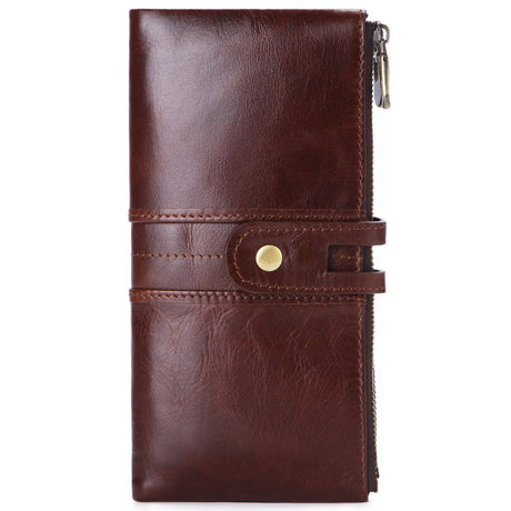 Men's Long Large-Capacity Vintage Leather Card Holder - Dazpy