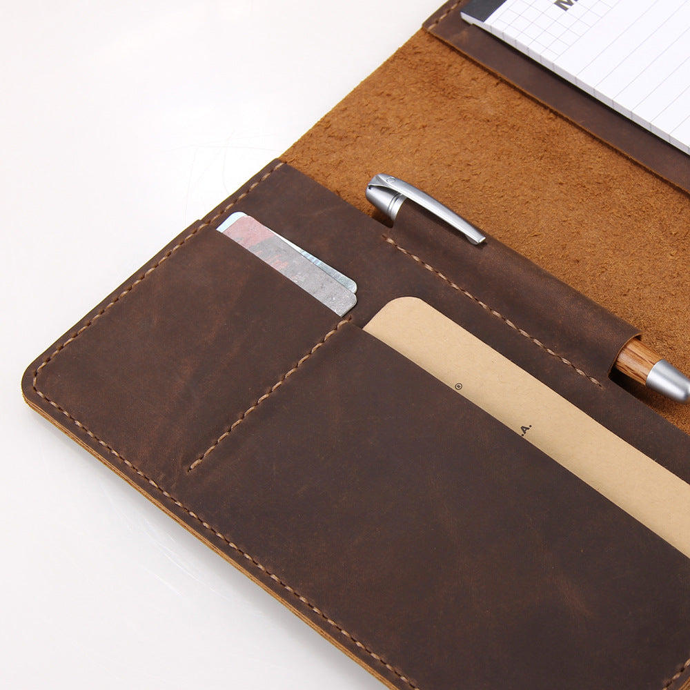 Hand-Made Retro Crazy Horse Leather A5 Manager Folder Business Multifunctional Folder Can Be Customized - Dazpy