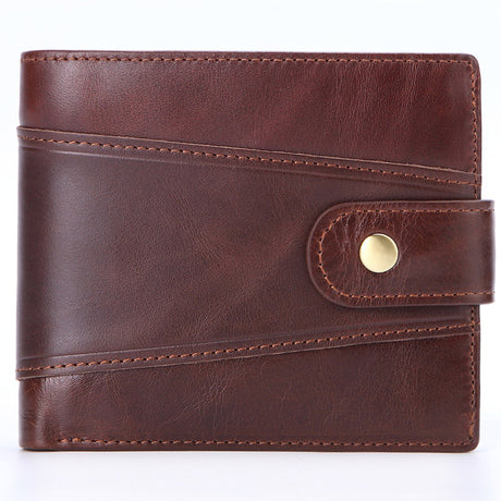 Men's BusinessOil Wax Leather Retro Top Layer Cowhide Wallet Foreign Trade Explosion Multi-Card Position Clutch - Dazpy