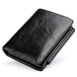 Casual Retro First Layer Cowhide Three-fold Buckle Coin Purse Short Money - Dazpy