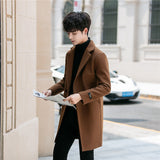 Mid-length Korean Style Slim Handsome Plus Cotton Thick Woolen Coat