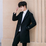 Mid-length Korean Style Slim Handsome Plus Cotton Thick Woolen Coat