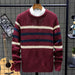 Round Neck Pullover Men's Sweater Fashion Striped Slim Fit Sweater