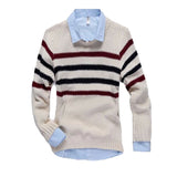 Round Neck Pullover Men's Sweater Fashion Striped Slim Fit Sweater