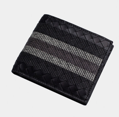 Woven Wallet Men'S Short Leather Lovers  New Folding Wallet Men'S Wallet - Dazpy