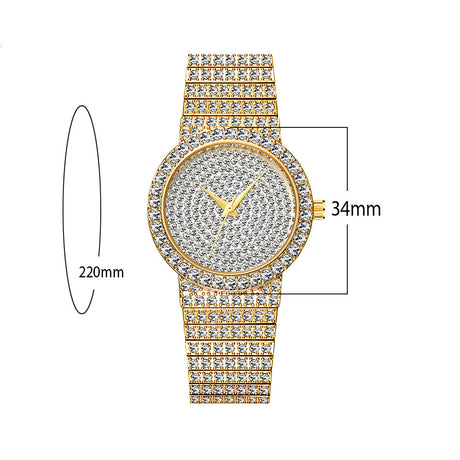 Women'S Watch Gold Korean Version Star Diamond Waterproof Quartz Watch - Dazpy