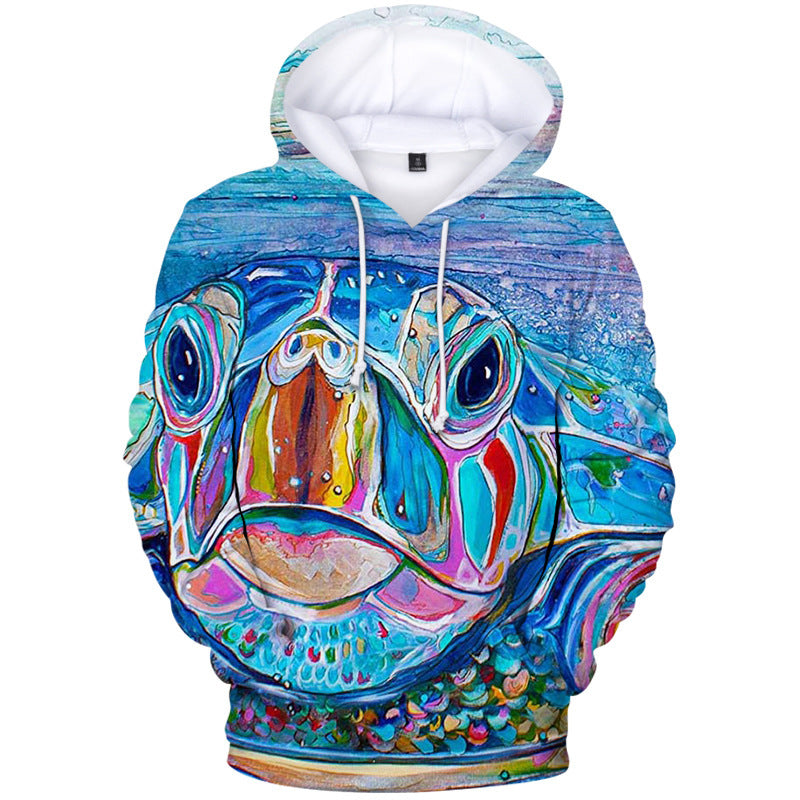 Full-color 3D Hooded Sweater Hoodie Around The Turtle Personalized Customized Full Color