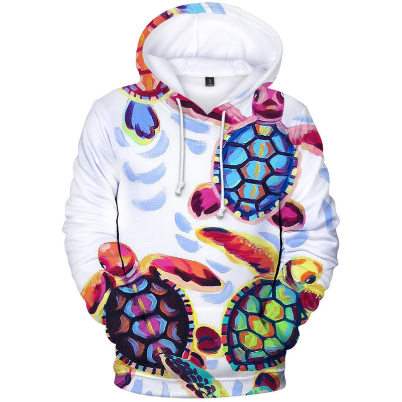 Full-color 3D Hooded Sweater Hoodie Around The Turtle Personalized Customized Full Color