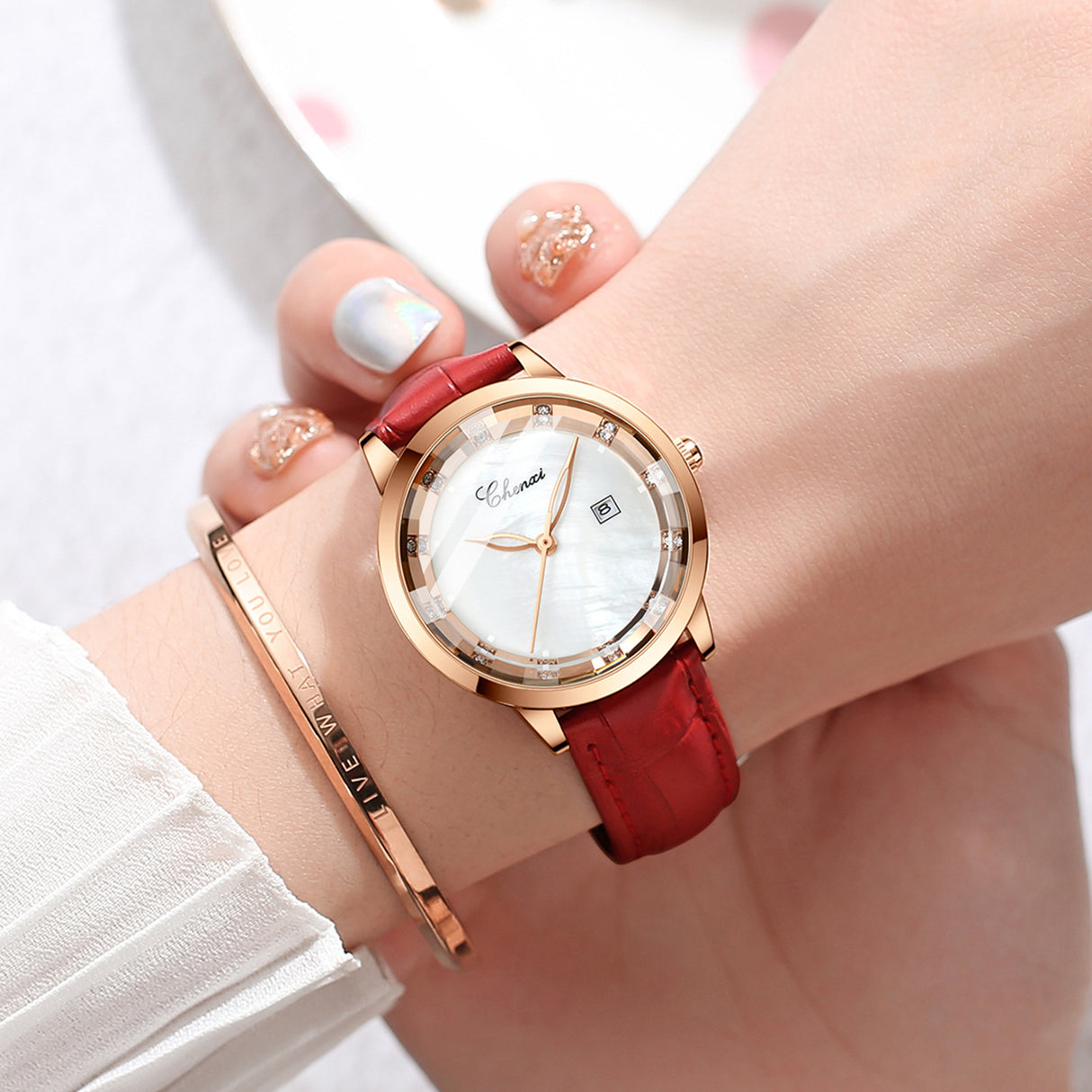 Leather Waterproof Diamond Watch Ladies Watch - Dazpy