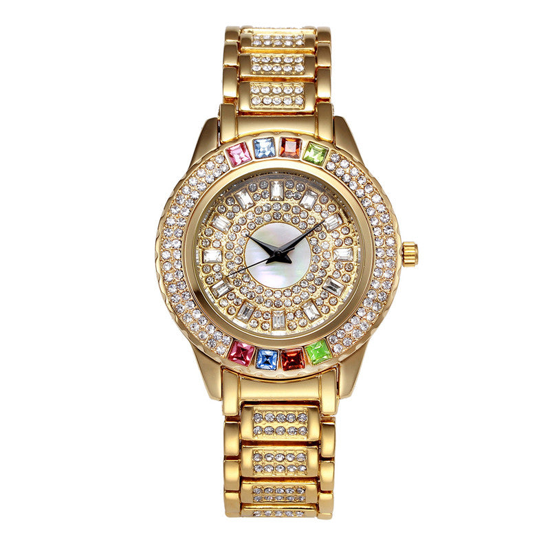 Color Diamond Waterproof High-end Leisure Steel Band Ladies Watch - Dazpy