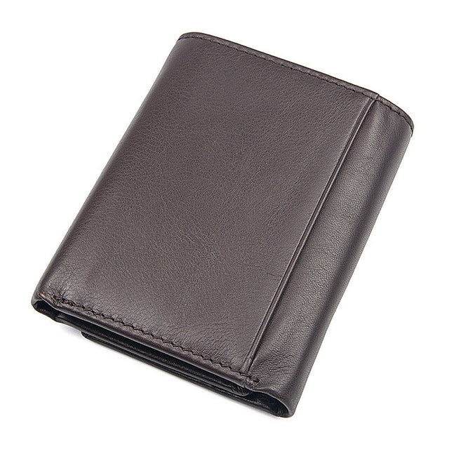 Head Layer Cowhide Texture Wallet Unisex 2 Fold Wallet - Dazpy