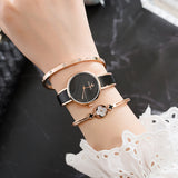 Korean Version Of Mori Female Series Simple Watch Exquisite Full Diamond Shell Bracelet - Dazpy