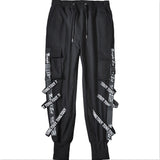 Men's Loose Ribbon Multi-pocket Trousers Military Uniform Pants Dark Functional Pants