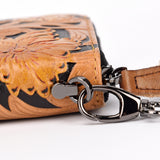 The First Layer Of Cowhide Leather Carving Craft Leisure Zipper Bag - Dazpy