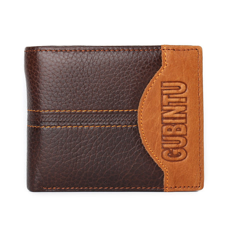 Genuine Leather Men Patchwork Wallets Male Purse Cowhide - Dazpy