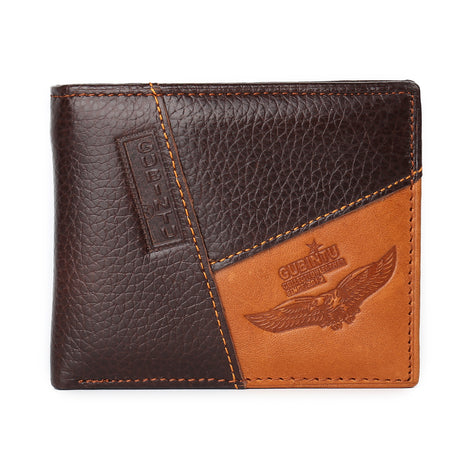 Genuine Leather Men Patchwork Wallets Male Purse Cowhide - Dazpy