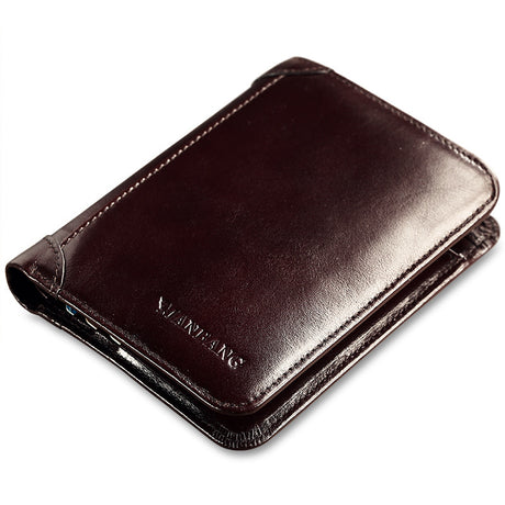 Men's top layer short leather wallet - Dazpy