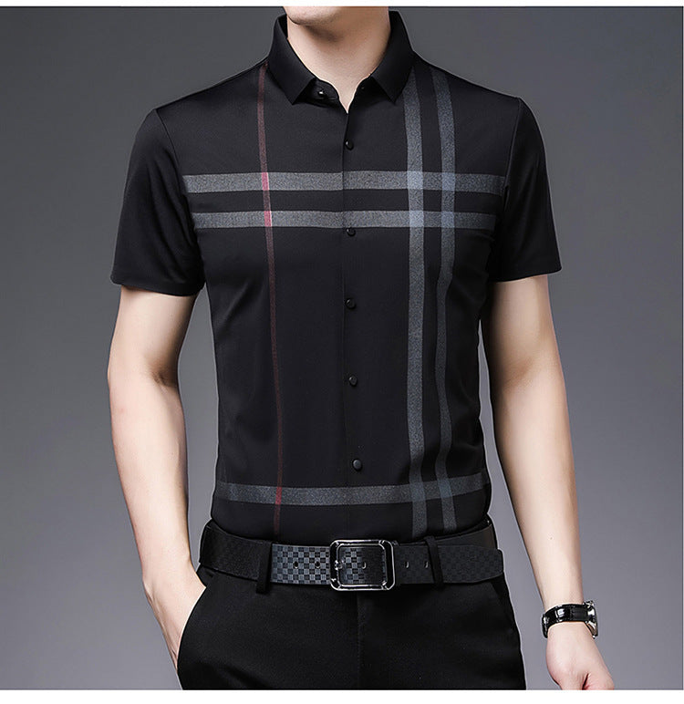 Young And Middle-aged Lapel Short-sleeved Business Non-iron Shirt