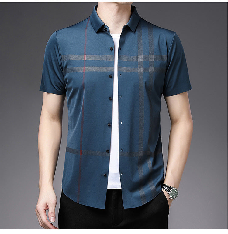 Young And Middle-aged Lapel Short-sleeved Business Non-iron Shirt