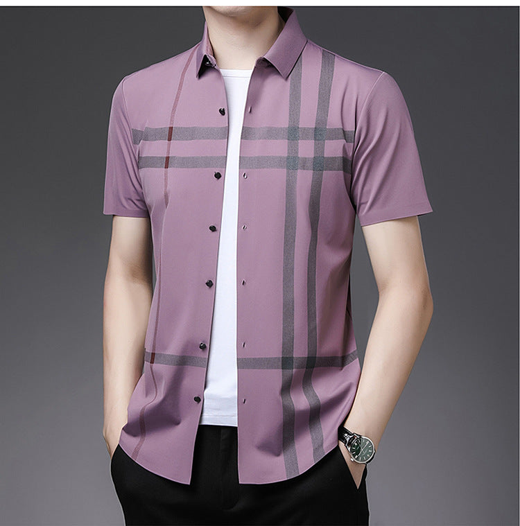 Young And Middle-aged Lapel Short-sleeved Business Non-iron Shirt