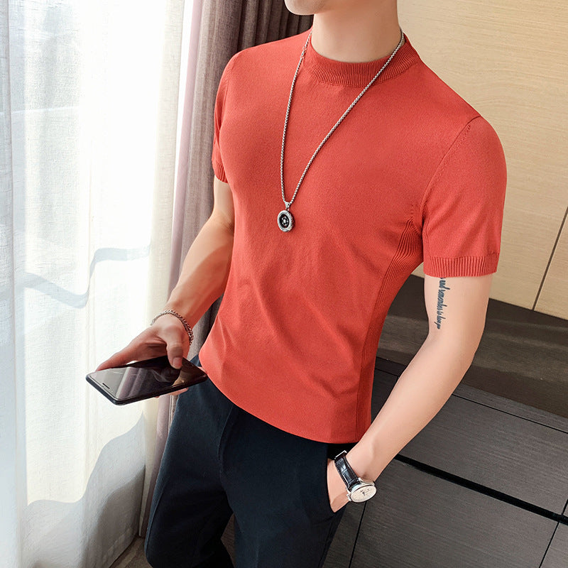 Lightly Cooked Style Slim Solid Color Trendy T-shirt