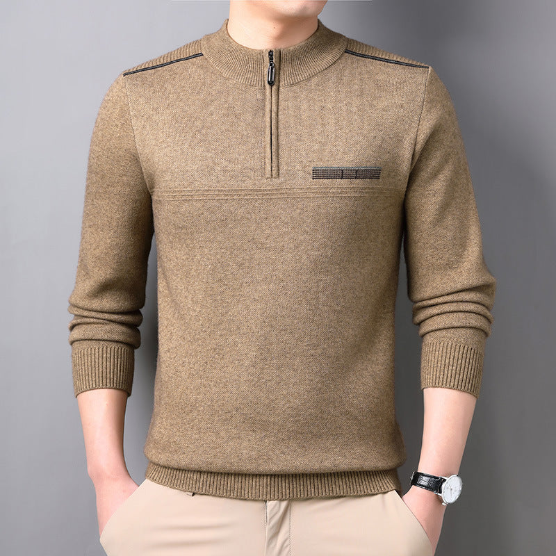 Men's Half-turtleneck Zipper Sweater For Middle-aged And Elderly People