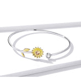 Women's Genuine Gold Plated Sterling Silver Daisy Bracelet - Dazpy