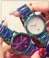 Colorful steel belt watch fashion color steel belt women's watch simple European and American Fan steel belt women's watch - Dazpy