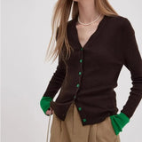 Wool Blend V-Neck Cardigan for Women