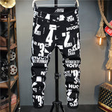 Printed Trousers Men's Slim-Fit Flower Trousers Stretch Pants