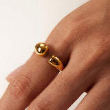 Anillo ajustable grueso chapado en oro pulido de moda