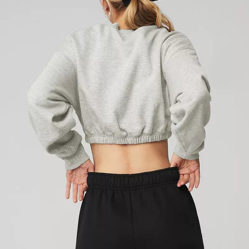 Chic Cotton Cropped Hoodie for Women