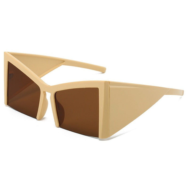 Irregular Semi-Rimless Sunglasses with UV400 Protection