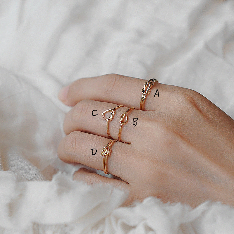 Stacking 14K Gold-Painted Heart Rings - Dazpy