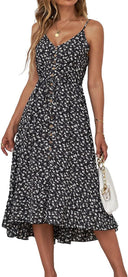 Vestido midi de tirantes con cuello en V para mujer