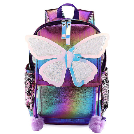 Sequined Butterfly Cute Backpack Female Korean Style Student Schoolbag Female - Dazpy