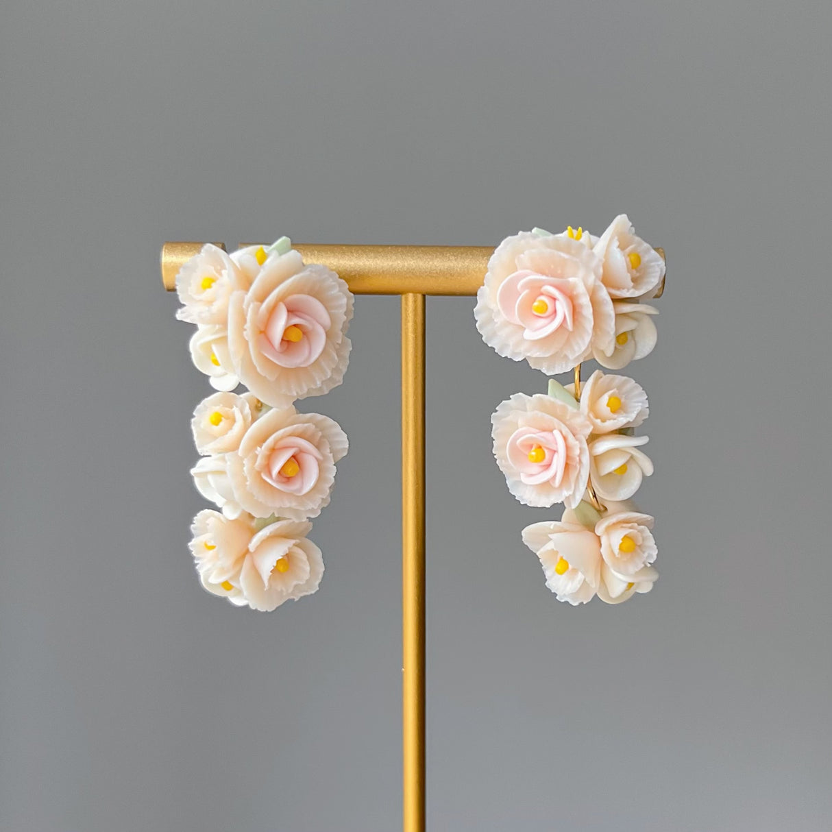 Vintage Rose Soft Ceramic Earrings - Dazpy