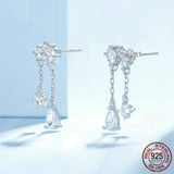 S925 Silver Drop Zircon Delicate Sparkle Earrings - Dazpy