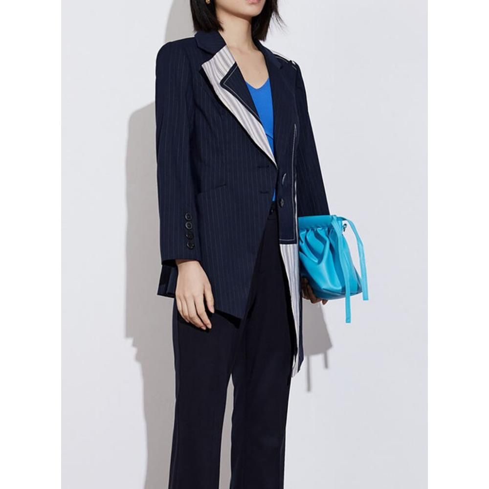 Women's Striped Asymmetry Suit Jacket