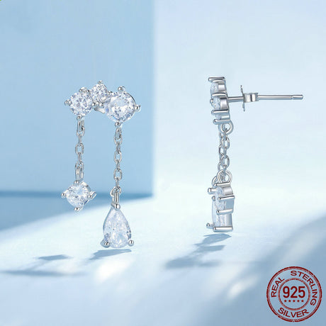 S925 Silver Drop Zircon Delicate Sparkle Earrings - Dazpy