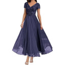 Vestido de noche de manga corta con tirantes para mujer