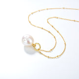 Simple Commuter Design Natural Baroque Pearl S925 Silver Plated Small Necklace Female - Dazpy