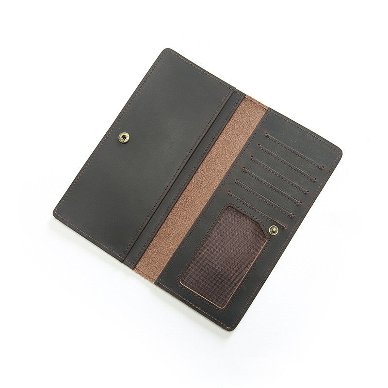 Retro leather wallet long ultra-thin first layer leather wallet - Dazpy