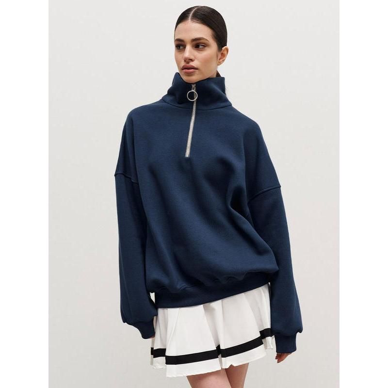 Women's Cotton Blend Oversized Zip-Up Sweatshirt